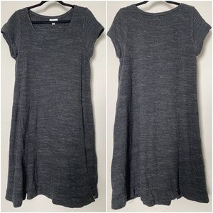 J JILL Pure Jill Short Sleeve Lagenlook Midi Dress - Heather Black M